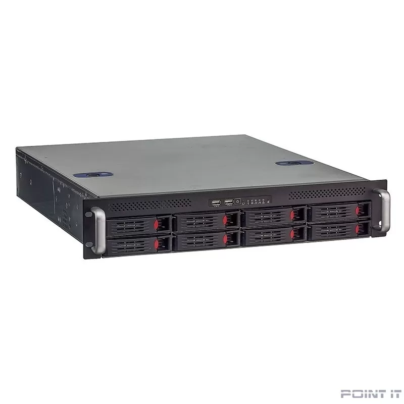 Exegate EX281292RUS Серверный корпус ExeGate Pro 2U550-HS08 <RM 19", высота 2U, глубина 550, БП 1U-700ADS, 8xHotSwap, USB>