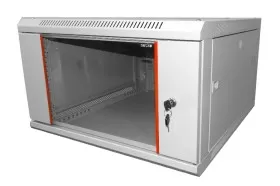 Шкаф настенный 6U серия WM (600х650х370), передняя дверь стекло, разборный, серый Netko