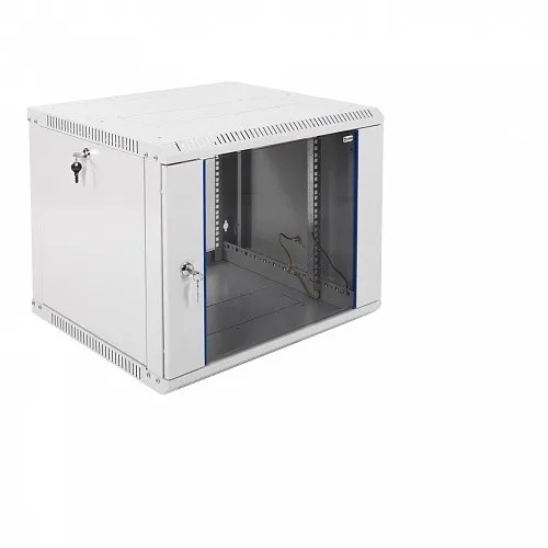 Шкаф телекоммуникационный настенный разборный ЭКОНОМ 9U (600х350) дверь стекло, цвет черный