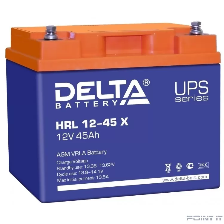 Delta HRL 12-45 X (45А\ч, 12В) свинцово- кислотный аккумулятор