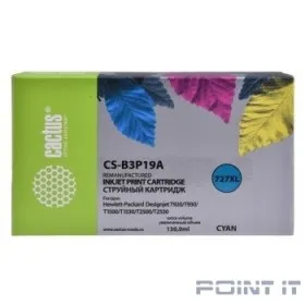 B3P19A CACTUS Картридж №727 для HP DJ T920/T1500/T2530, голубой (130мл)