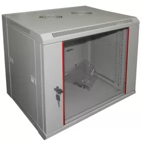 Шкаф настенный 6U серия WM (570х450х370), передняя дверь стекло, разборный, серый Netko