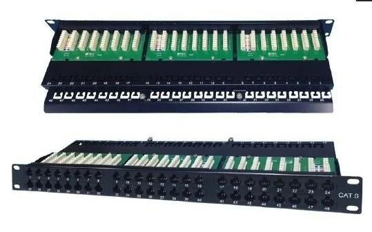 Патч-панель UTP, 19", 48 портов RJ45, cat.6, 1U, Dual Type IDC, Netko СКС