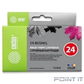 Cactus BCI-24CL набор картриджей для Canon S200/S200x/S300/S330/S330/Photo i250/i320/i350/i450/i455/i470D/i475D/SmartBase MPC190/200 Photo/MP360/370/390/Pixma MP110/130/iP1000/iP1500/, многоцветный