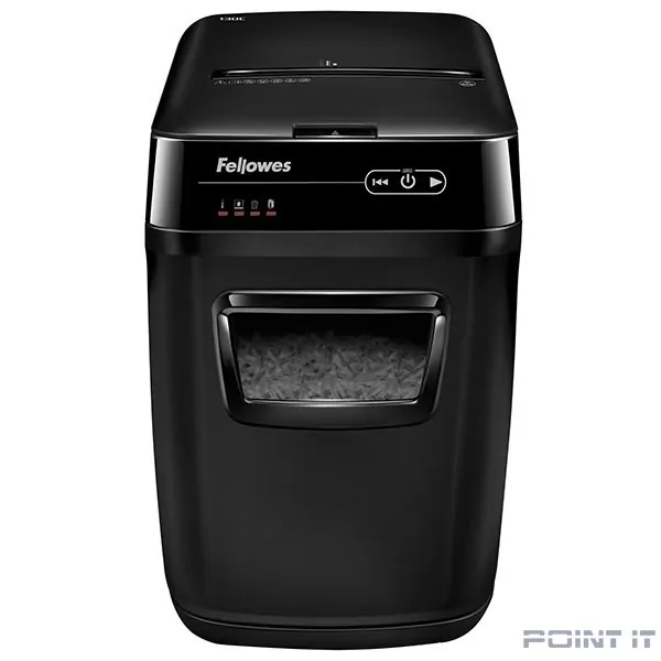 Fellowes Шредер AutoMax 150C FS-46801(01/02)* {(секр.P-4)/фрагменты 4x38 мм,/150лист./32лтр./Уничт:скрепки, скобы, пл.карты,CD диски}