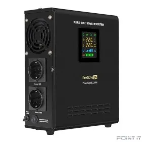 Exegate EX295996RUS ИБП (инвертор, синус, для котла) настенный ExeGate FineSine SX-800.LCD.AVR.2SH &lt;800VA/500W, чистая синусоида, цветной LCD-дисплей, AVR, 2*Schuko, линейно-интерактивный, внешняя бат
