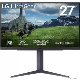 Монитор LCD LG 27&quot; UltraGear 27GS85Q-B черный {IPS 2560x1440 200Hz 1ms 400cd 1000:1 178/178 10bit(8bit+FRC) 2xHDMI DisplayPort USB HAS pivot}[27gs85q-b.aruz]