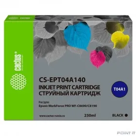 Картридж струйный Cactus CS-EPT04A140 T04A1 черный (230мл) для Epson WorkForce Pro WF-C8190, WF-C8690
