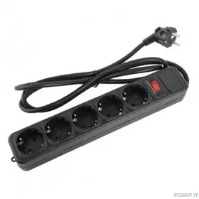 Perfeo сетевой фильтр &quot;REAL POWER&quot;, 1,8м, 5 розеток, 16А, 3500 Вт, тройная защита, черный.