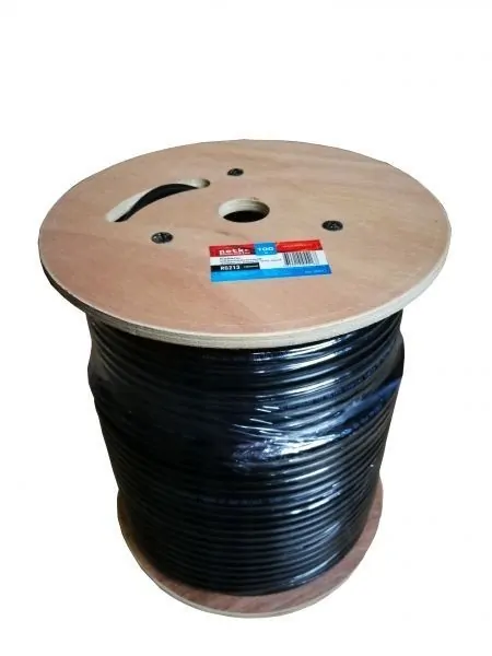 Кабель коаксиальный RG213 Netko, 50 Ом (CU, CU), наружный, черный (100м)
