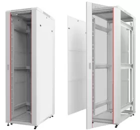 Шкаф напольный 42U серия T2(A2) (600х800х2055), передняя дверь стекло, серый, разобранный Netko (упакован в 5 коробок) РАСПРОДАЖА