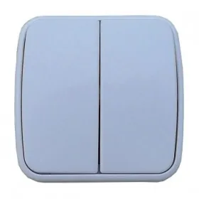 Выключатель Technolink Electric накладной двухклавишный, 10A, пластик, IP20, цвет белый РАСПРОДАЖА