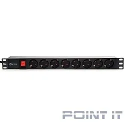5bites PDU819P-01 Блок розеток  8S / PVC / SWITCH / 1U / 19&quot; / 2M*3G*1.5MM2 / VDE