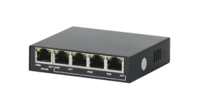 Коммутатор GIGALINK, неуправляемый, 4 PoE (802.3af) порта 100Мбит/с, 1 Uplink порт 100Мбит/с, 60Вт, slim