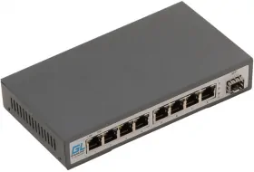 Коммутатор GIGALINK, неуправляемый, 8 PoE (802.3af/at) портов 100Мбит/с, SFP слот 100 Мбит/с, 120Вт