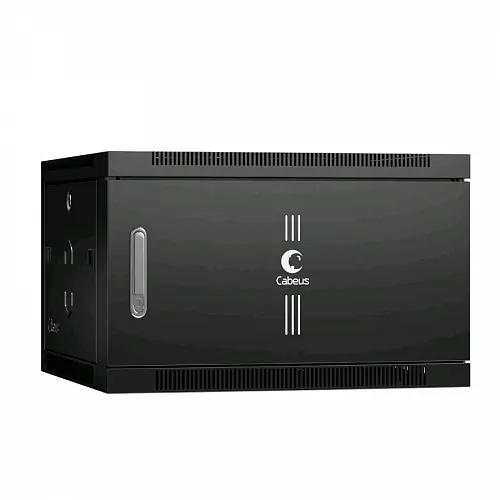 Шкаф телекоммуникационный настенный 19 6U 600x350x368mm (ШхГхВ) дверь металл, цвет черный (RAL 9004)