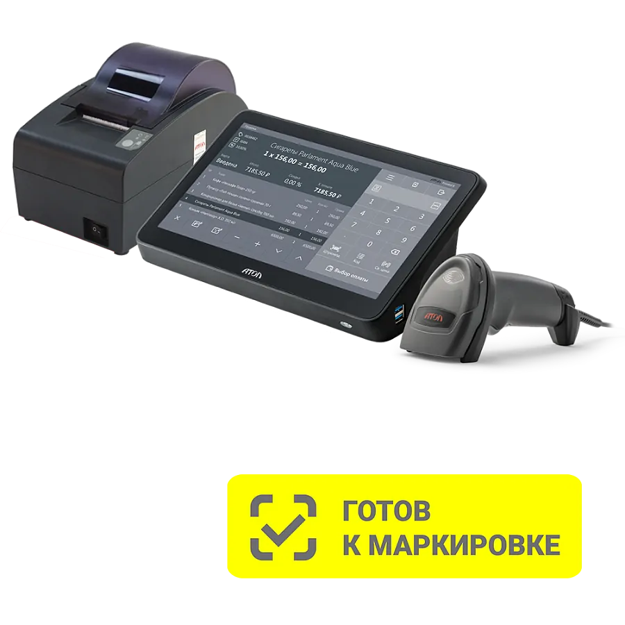 POS-система АТОЛ Mark Optima [АТОЛ 50Ф без ФН, POS-терминал 11.6, Windows 10 IoT, Frontol 6, сканер 2D SB2108 Plus]