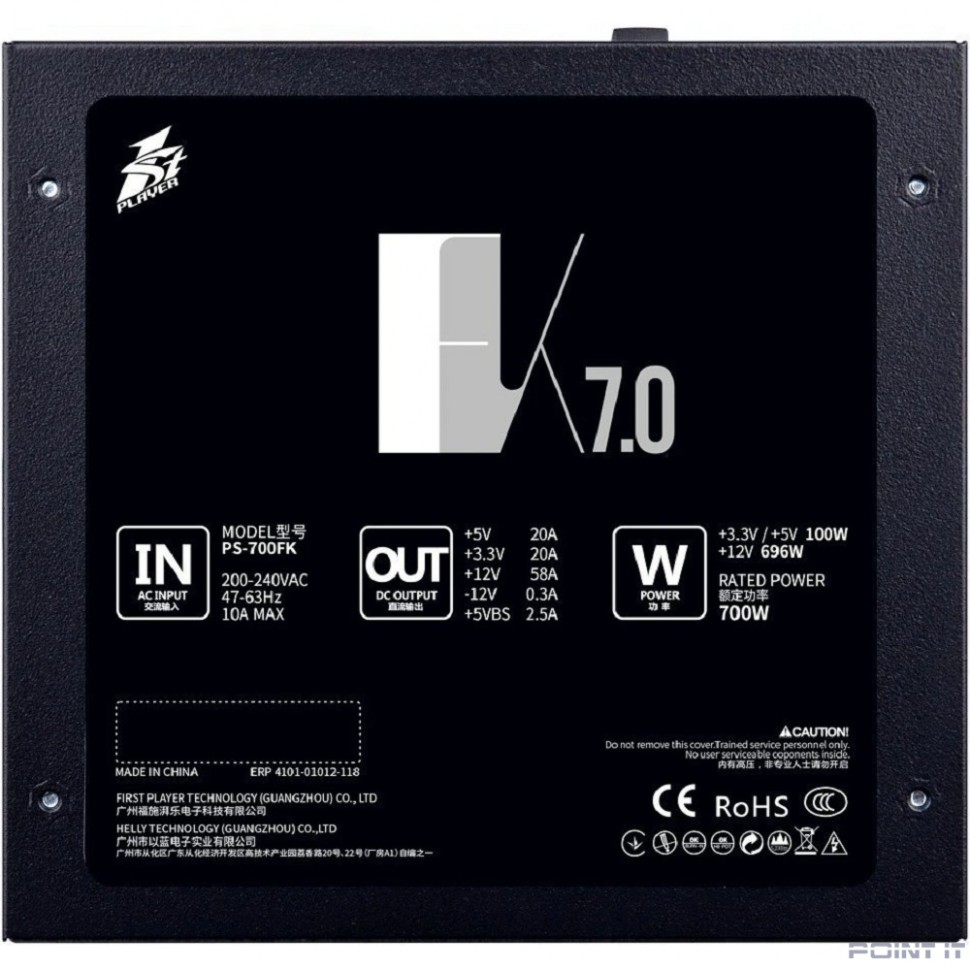 1STPLAYER Блок питания FK 700W / ATX 2.4, APFC, 120mm fan / PS-700FK