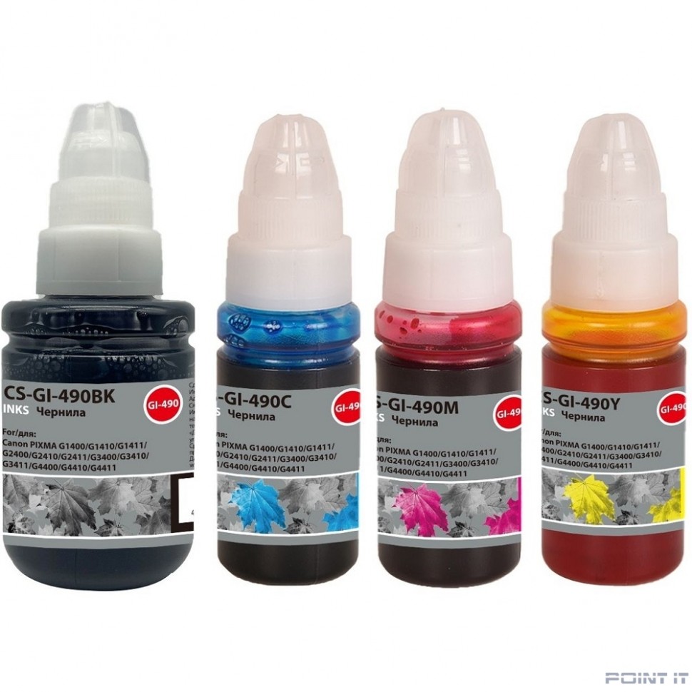 Чернила Cactus CS-GI-490set GI-490 голубой/пурпурный/желтый/черный набор 3x70ml для Canon PIXMA G140