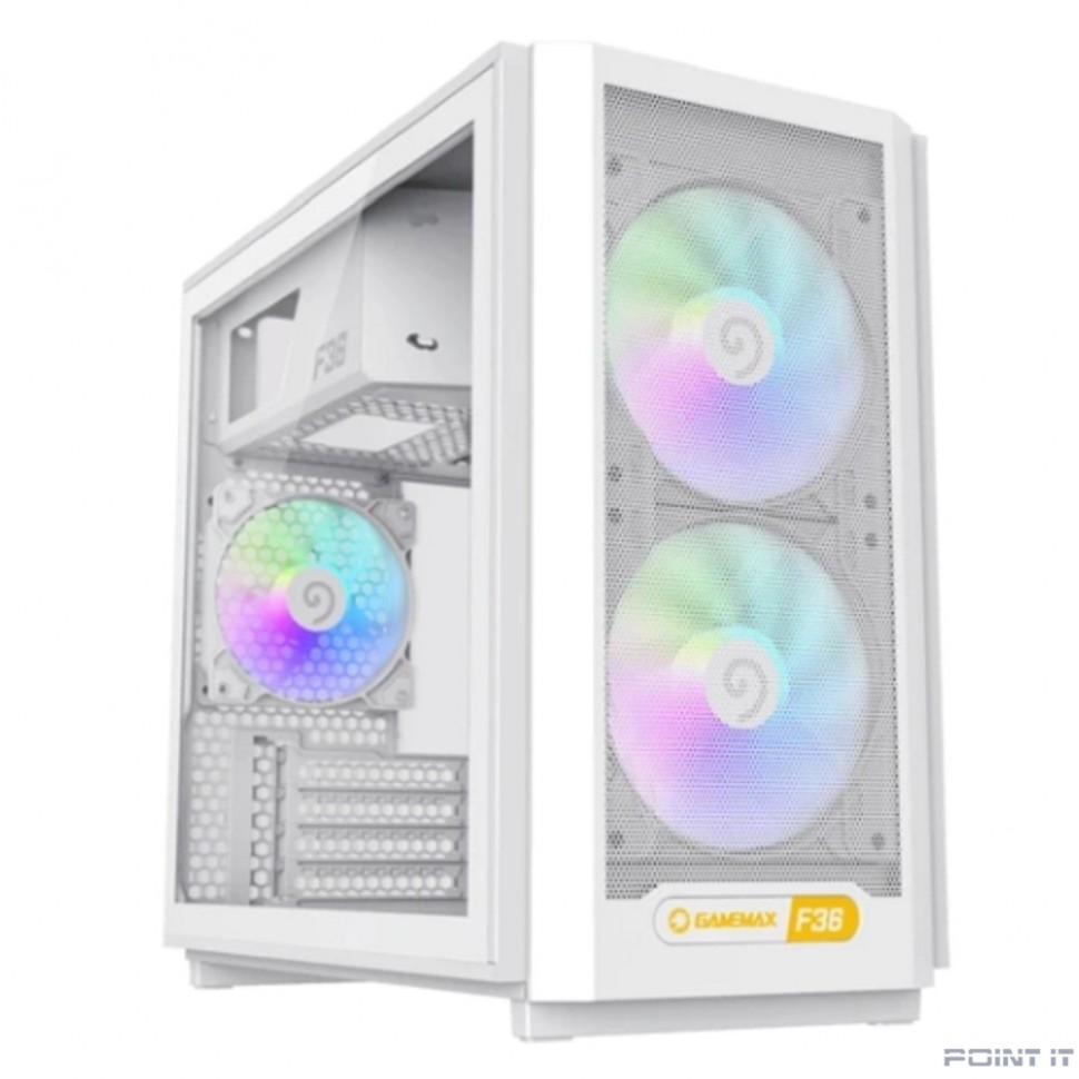 GameMax Корпус F36 WH без БП (Midi Tower, ATX, Белый, 1*USB Type-C, 3*120мм)