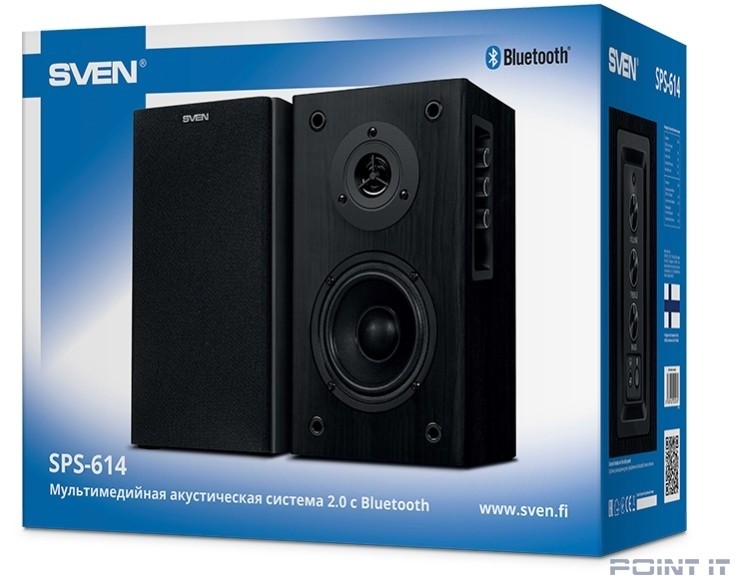 SVEN SPS-614, чёрный, акустическая система 2.0, мощность 2x20 Вт(RMS), Bluetooth