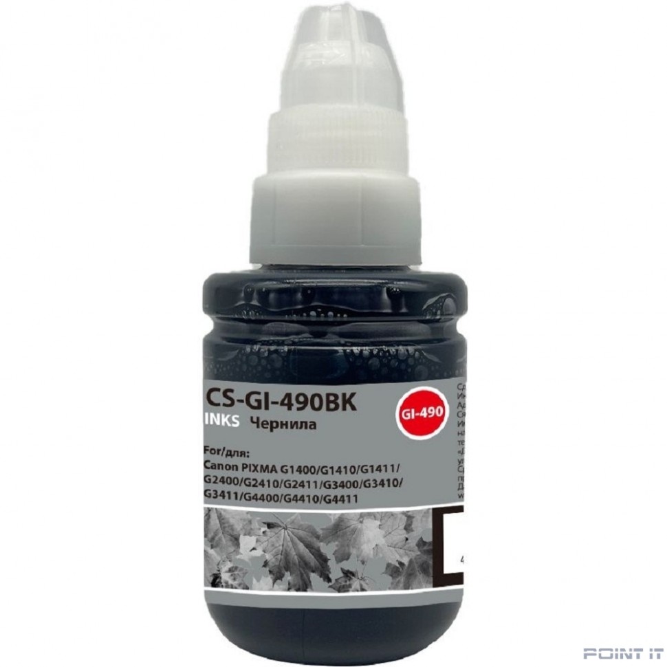Чернила Cactus CS-GI-490BK GI-490 черный пигментный 135ml для Canon PIXMA G1400/G1410/G1411/G2400/G2