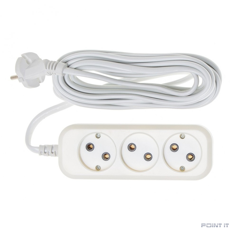 BURO Сетевой удлинитель 3 розетки, 5 метров, (BU-PSL3.5/W), белый (пакет ПЭ) {475339}