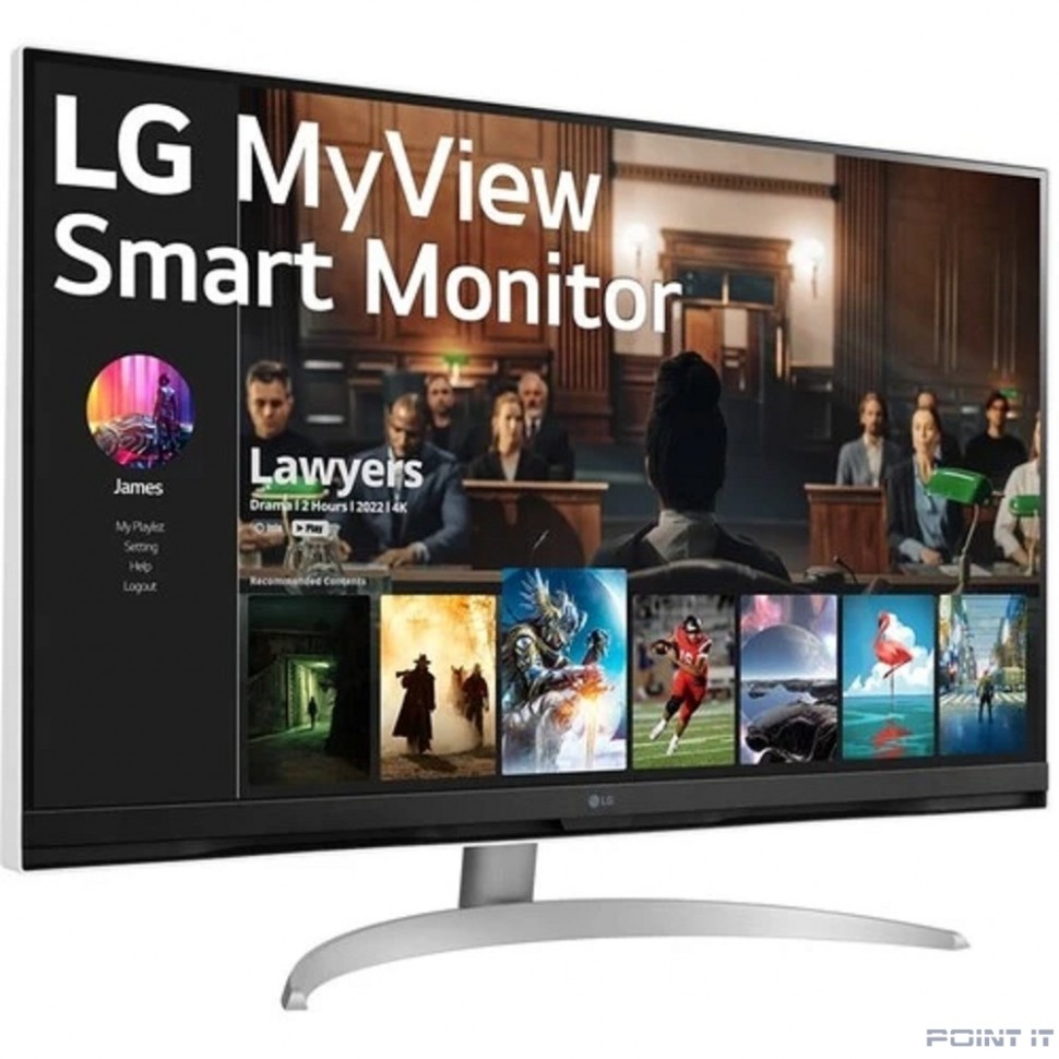 Монитор LG 31.5" 32SQ700S-W Smart White/Silver, 16:9, VA, 3840x2160, 5ms, 250cd, 60Hz, 2xHDMI, USB, 1xUSB-C, LAN, SPK