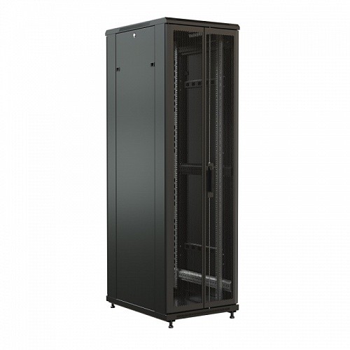 Шкаф напольный 19-дюймовый, 32U, 1610x600х600 мм (ВхШхГ), передняя стеклянная дверь со стальными перфорированными боковинами, задняя дверь сплошная, ц