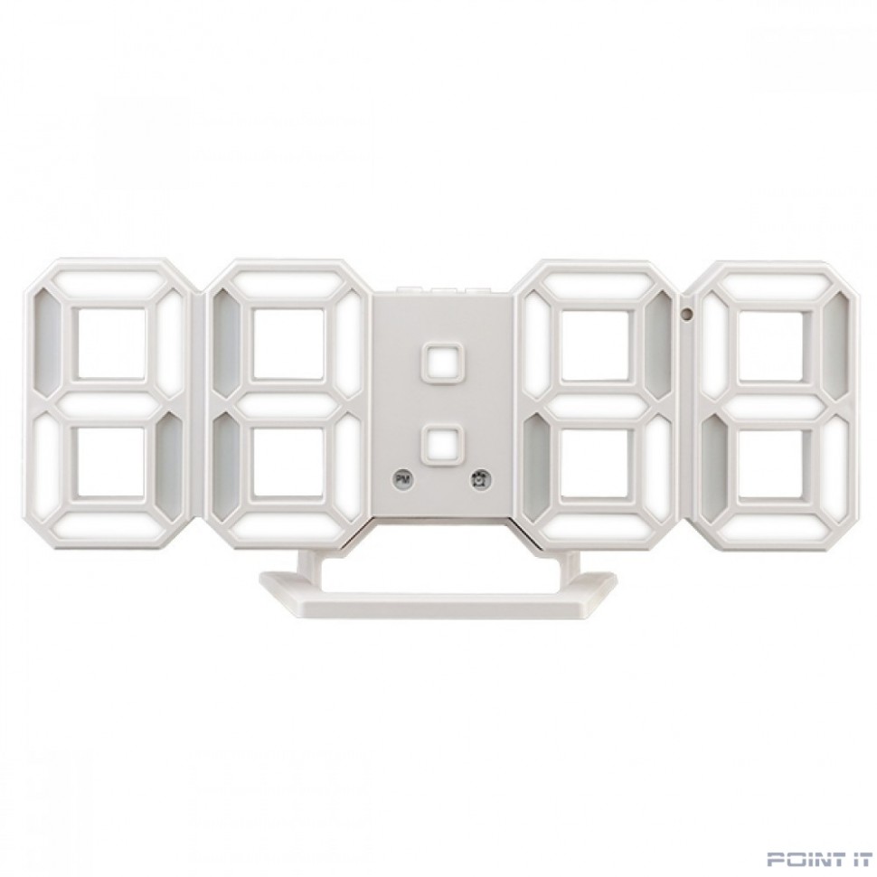 Perfeo LED часы-будильник "LUMINOUS 2", белый корпус / белая подсветка (PF-6111)